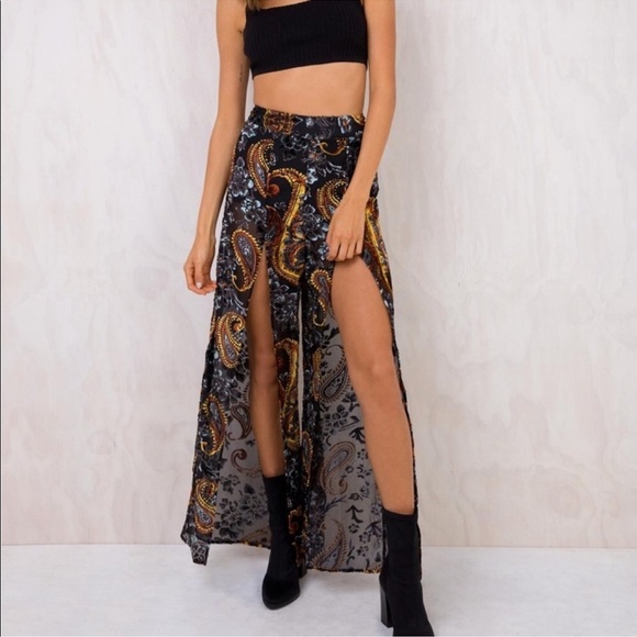 Lioness Pants - Lioness Paisley Festival Semi Sheer Pants Size Small